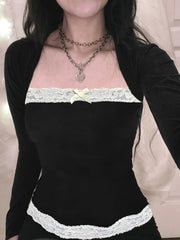LACE SQUARE NECK CROP TOP