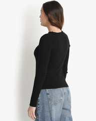 CUT OUT FRONT RIBBED KNIT TOP