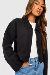 ZIP THROUGH COLLARED JACKET