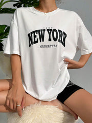 BLACK AND WHITE LETTER GRAPHIC DROP SHOULDER LOUNGE SET