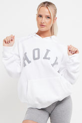 WHITE HOLY SLOGAN OVERSIZED HOODIE