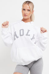 WHITE HOLY SLOGAN OVERSIZED HOODIE