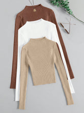 MOCK NECK RIBBED KNIT TOP