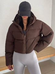 WOMEN'S HOODED LOOSE FIT LONG SLEEVE PADDED JACKET