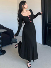 BOWKNOT LONG SLEEVE DRESS