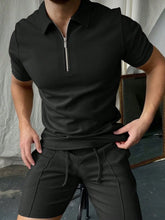 MEN'S CASUAL SOLID COLOR SHORT SLEEVE POLO SHIRT & SHORTS SET