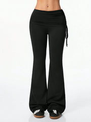 CASUAL VINTAGE SIDE DRAWSTRING FLARE PANTS