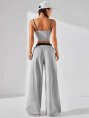 CASUAL SPORT KNIT TWO FAKE PIECES TANK TOP & PANTS