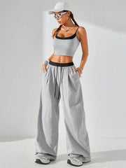 CASUAL SPORT KNIT TWO FAKE PIECES TANK TOP & PANTS