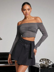 OFF SHOULDER KNIT LONG SLEEVE TOP