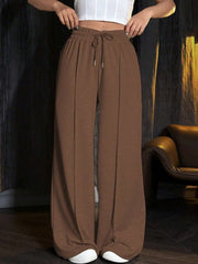 DRAWSTRING WAIST WIDE LEG PANTS