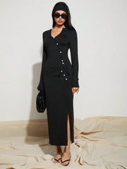 WOMEN SINGLE BREASTED LONG SLEEVE TOP AND PLEATED MINI SKIRT