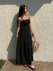 PLEATED LOOSE FLATTERING STYLE SLEEVELESS DRESS