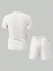 MEN'S CASUAL SOLID COLOR SHORT SLEEVE POLO SHIRT & SHORTS SET