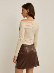 TWISTED OFF-SHOULDER LONG-SLEEVE TOP