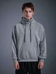 MEN'S CASUAL SOLID COLOR HALF-ZIP HOODED SWEATSHIRT