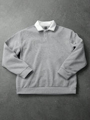LOOSE FIT MEN'S CONTRAST COLLAR POLO NECK SWEATSHIRT