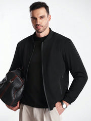 MEN'S CASUAL FASHION STREET MINIMALIST SOLID COLOR FLEECE JACKET