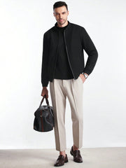 MEN'S CASUAL FASHION STREET MINIMALIST SOLID COLOR FLEECE JACKET