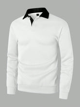 LOOSE FIT MEN'S CONTRAST COLLAR POLO NECK SWEATSHIRT