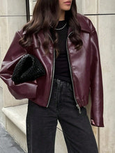 LOOSE FIT FAUX LEATHER JACKET