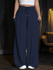 DRAWSTRING WAIST WIDE LEG PANTS