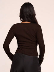 ZIP THROUGH CREW NECK LONG SLEEVE TOP