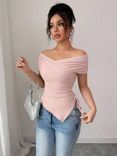 OFF SHOULDER SHORT SLEEVE FITTED TOP