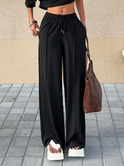 DRAWSTRING WAIST WIDE LEG PANTS