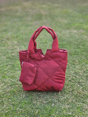 Padded Tote Handbag Large Capacity Quilted Shoulder Pillow Bag Small