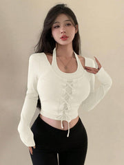 CROSS BANDAGE SLIM FIT CROPPED TOP