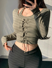 CROSS BANDAGE SLIM FIT CROPPED TOP