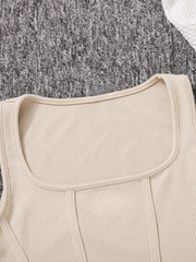 TEEN GIRLS' KNITTED IRREGULAR HEM SLIM FIT TANK TOP AND JOGGER PANTS CASUAL 2PCS