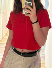 CROP ROUND NECK SHORT SLEEVE TOP