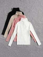 SOLID TURTLENECK RIBBED KNIT TOP