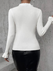 FRILLED NECK FLOUNCE SLEEVE TEE
