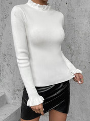 FRILLED NECK FLOUNCE SLEEVE TEE