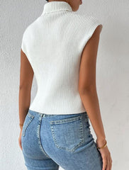 TURTLENECK RIBBED KNIT VEST TOP