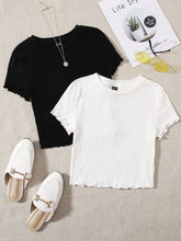 2 PACK LETTUCE TRIM RIB-KNIT TEE