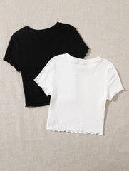 2 PACK LETTUCE TRIM RIB-KNIT TEE