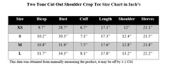 TWO TONE CUT OUT SHOULDER CROP TEE