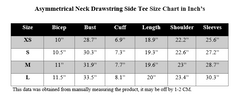 BLACK ASYMMETRICAL NECK DRAWSTRING SIDE TEE
