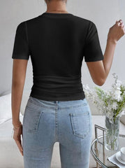SOLID RUCHED HANKY HEM TEE