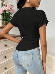 SOLID V NECK TEE SHORT SLEEVE