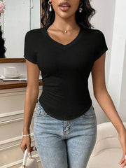 SOLID V NECK TEE SHORT SLEEVE