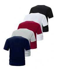 BASICS MEN 5PCS ROUND NECK TEE