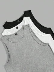 BLACK 3PCS MEN'S VEST TOP