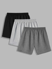 MEN 3PCS SOLID HIDDEN POCKET DRAWSTRING SHORTS