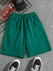 MEN DRAWSTRING WAIST TRACK SHORTS