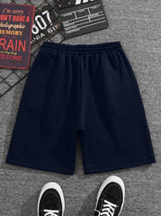 MEN DRAWSTRING WAIST TRACK SHORTS